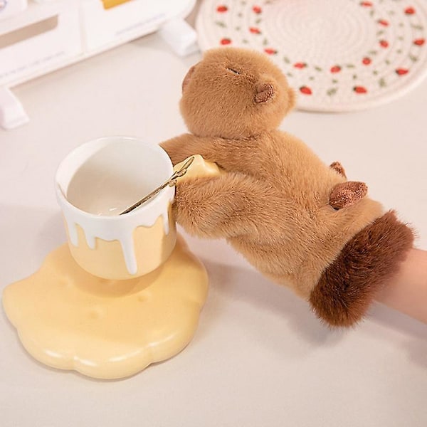 2024 Nya Vinter Capybara Plysch Varma Handskar Super Mjuka Och Bekväma Capybara Varma Handskar Termiska Tjocka Vindtäta Varma Handskar