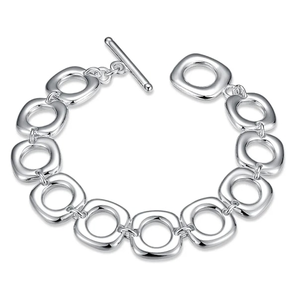 925 sterling silver bracelet square and round bracelet for men and women high quality fashion jewelry