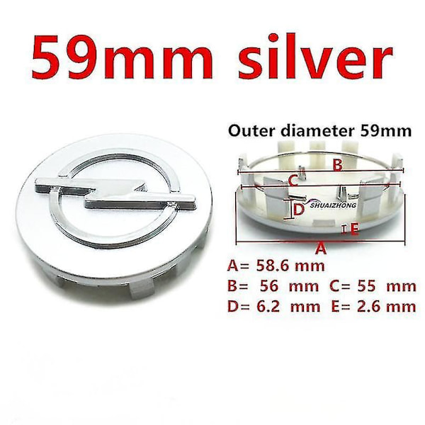 4 stk. Opel 56mm 59mm 60mm 64mm 68mm Bil Hjul Center Nav Kapsler Sort Sølv Fælge Dækker Auto Logo Badge Emblem Dele Tilbehør Llwl 4pcs 60mm Black