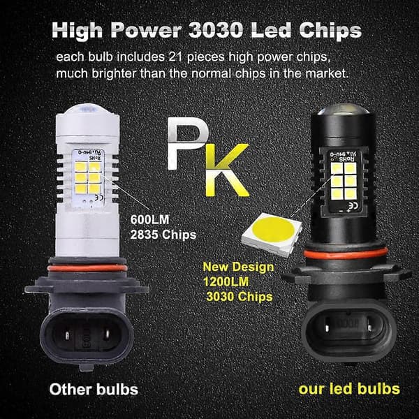 2 stk LED tåkelyspærer H8 H11 tåkelyspære hvit 6500K høyeffekts DRL-lamper