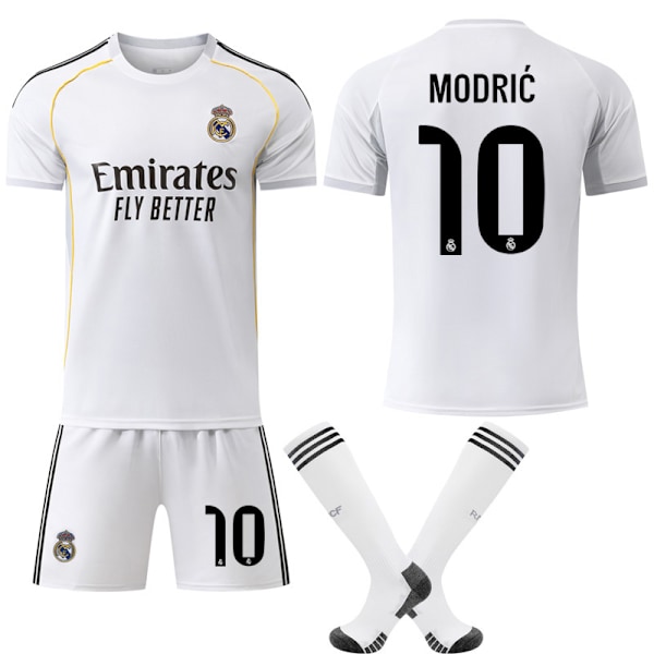 2025-2026 Real Madrid Koti Lasten Aikuisten Uusi Jalkapallopaita Setti No.10 Modric XS
