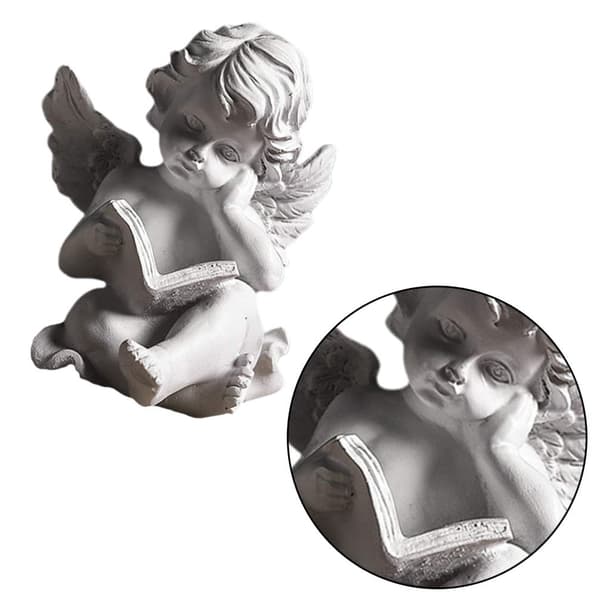Harpiksfigur, englestatue, skrivebordsdekoration, pynt til kontoret