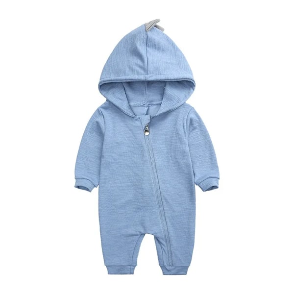 Baby Dinosaur Hettegenser i Bomullsstoff - Lang Ermet Jumpsuit Azul 73