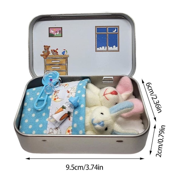 Lomme Tiny Rabbit In A Tin Box Stoffet Dukke Plysj Leker Påske Kanin Barn Gave,hww