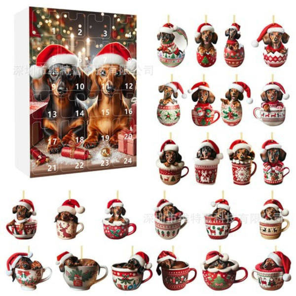 Ny ankomst juletelling kreativ blindboks juleankomst hund akryl fly for barn gave