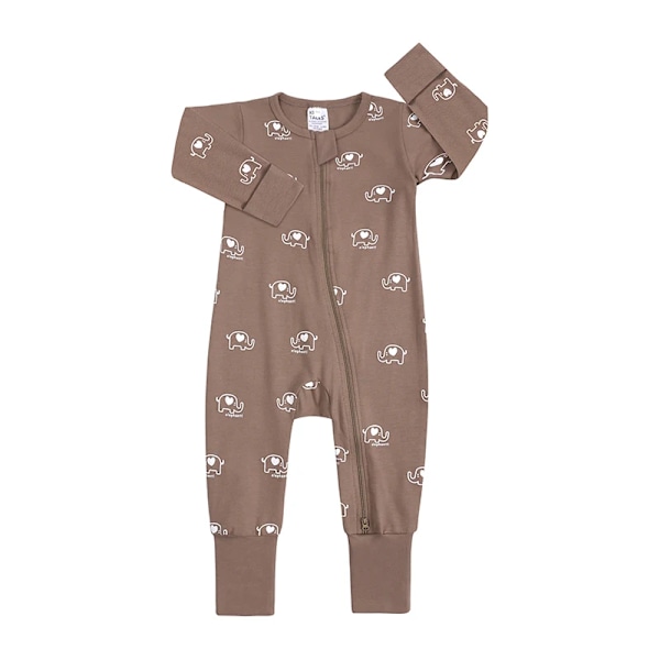 Nyfødt bomullsbody, rund hals romper, hånd- og fotmansjetter, baby romper 3-24 måneder 3 EU: 3-6m