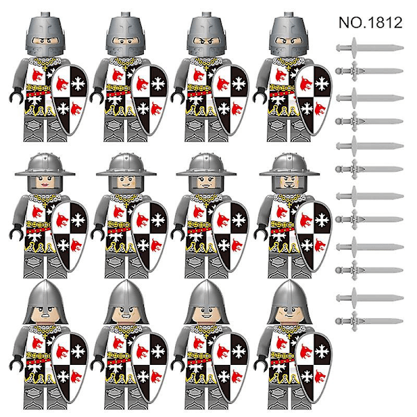 Medieval Soldier Building Block Figurines 12pieces Set Medieval Soldier And Weapons Mini Action Figures Building Block Toys Collection Set smc558