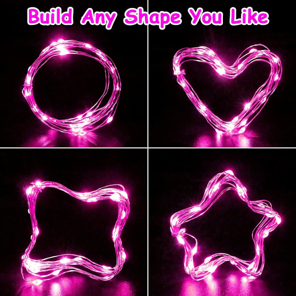 Rosa Fe-lys, 3M/10ft 30LED Halloween Dekoration Lys, Batteri Orange Streng Lys til Halloween, Julepynt Pink