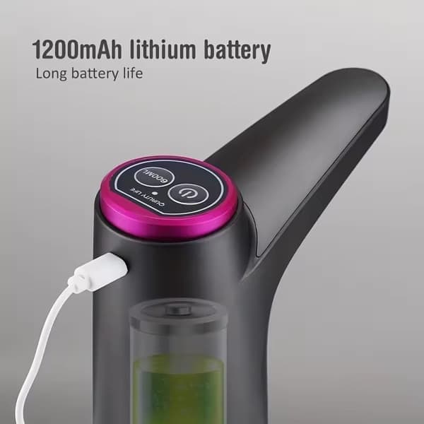 Electric Water Pump with Base, USB Rechargeable Water Dispenser, Portable Automatic Water Pump for Home, Kitchen, Office (Black)