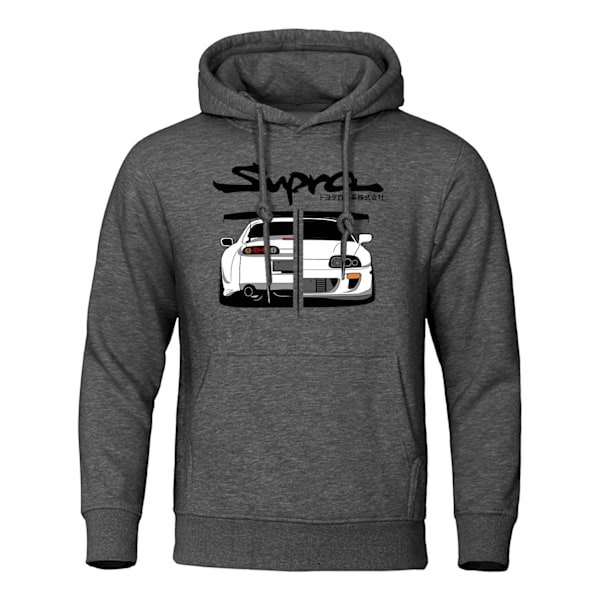 2023 Initial D Supra Hoodies Herr & Dam Casual Långärmad Lös Sporttröja JDM Tryckt Tröja Dark gray M