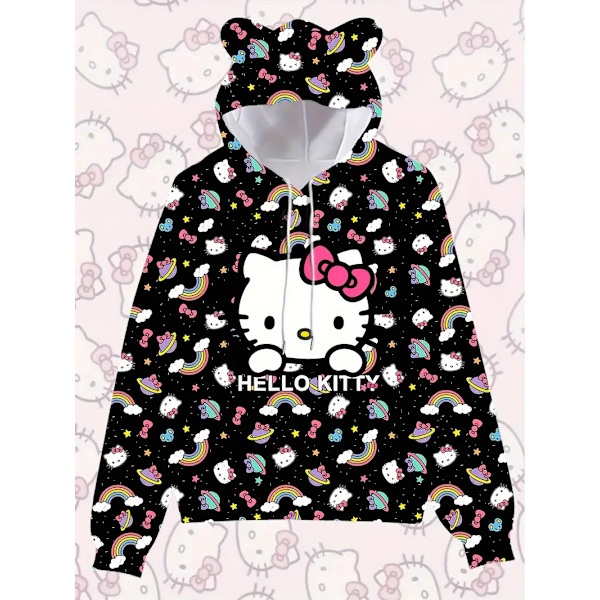Huppareita Piirretty Casual Neulotukan Pullover Taskuilla, Aikuisten Pitkähihainen Huppareita, Sopii Lahjoiksi Ja Kokoelmiin G black M