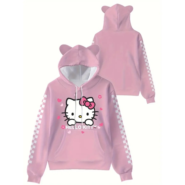 Huppareita Piirretty Casual Neulotukan Pullover Taskuilla, Aikuisten Pitkähihainen Huppareita, Sopii Lahjoiksi Ja Kokoelmiin B pink M
