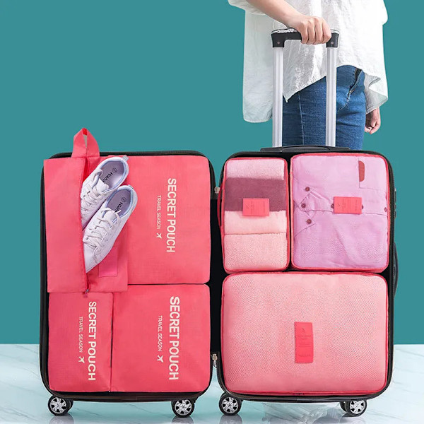 Stor 6-pakning Reisekoffer Klær Organizer Oppbevaringspose Garderobe Koffertpose Reise Organizer Sko Pakking Terningpose grey