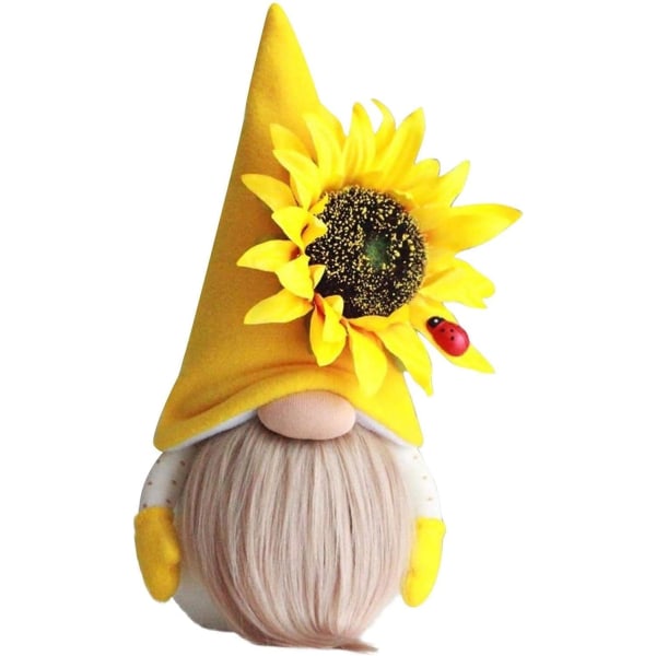 Boligdekorationsdukker, Fairy Garden Ornament Outdoor, Sunshine sød babydukke, Sød håndlavet solsikke Gnome Gonks Plys ansigtsløs dukke