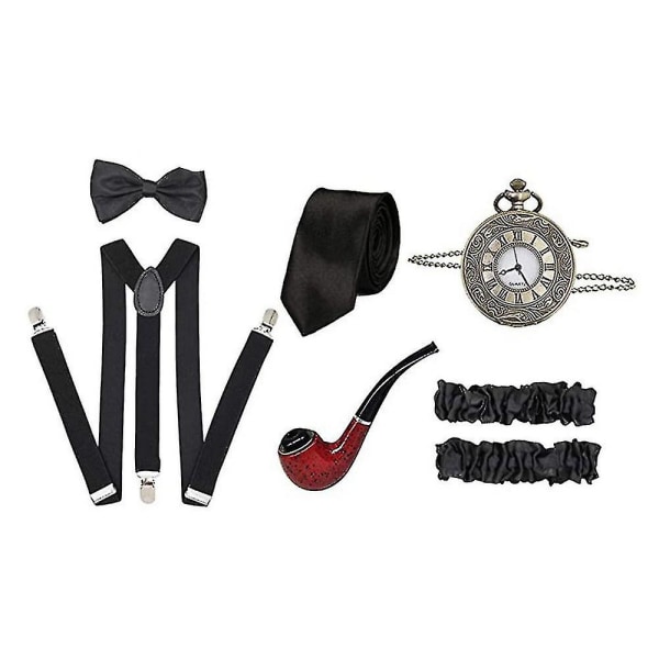 Miesten 1920-luvun Gangster Instant Kit -asutarvikkeet Hattuvyö Gastby Party Cosplay