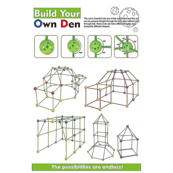 Julklapp,bygg din egen byggsats Lek Bygga Fort Tält Göra leksakspresenter för barn - med tältduk