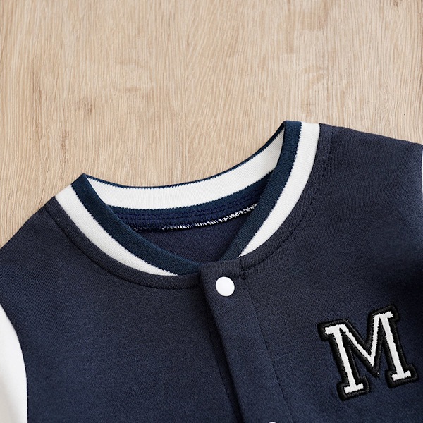 Vastasyntynyt poikalapsen baseball-vaatteet pitkähihaiset puuvillaiset haalarit taapero vauvan vaatteet 0 3 6 9 12 kuukautta Navy Blue 3-6M 66CM