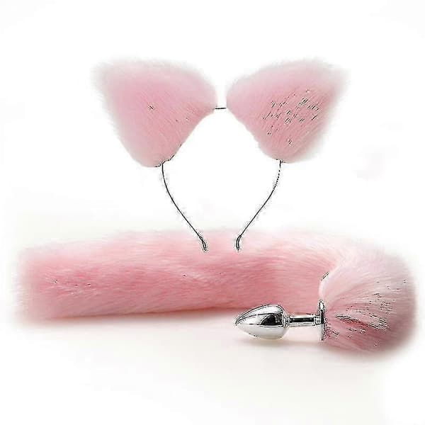 Pink ræv metal massager med ræveører til rollespil cosplay D