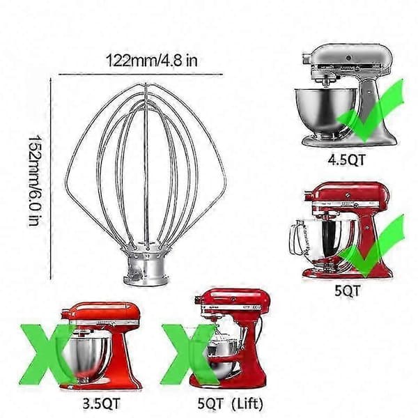 Paddel tilbehør til KitchenAid 4.5-5 Qt Tilt-Head Røremaskiner K45B/K5THCB/K5THB White silver