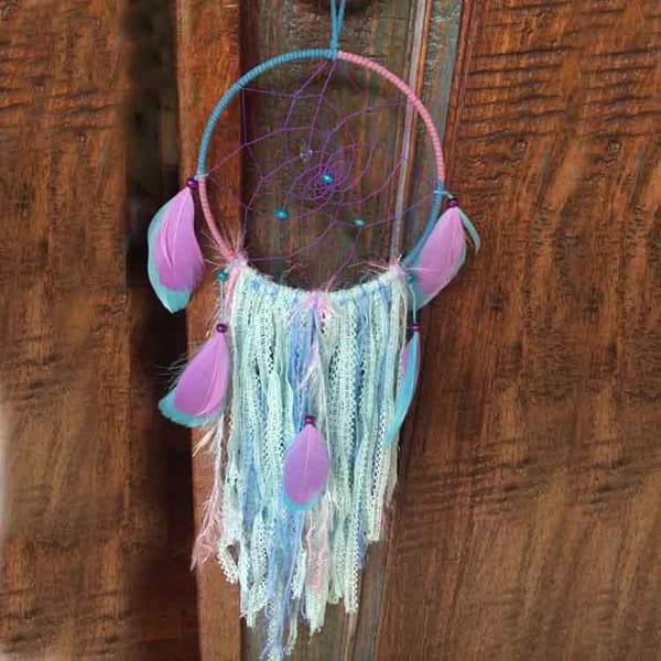 Blå Drömfångare Blå Lila Persika Drömnät - Diameter 15 cm