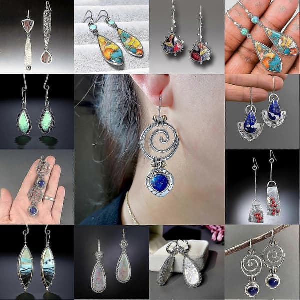Vanddråbe Rhinestone Dingleøreringe, Legering, Til Kvinder, Fest & Gave, Flere Størrelser, 1 Par 9