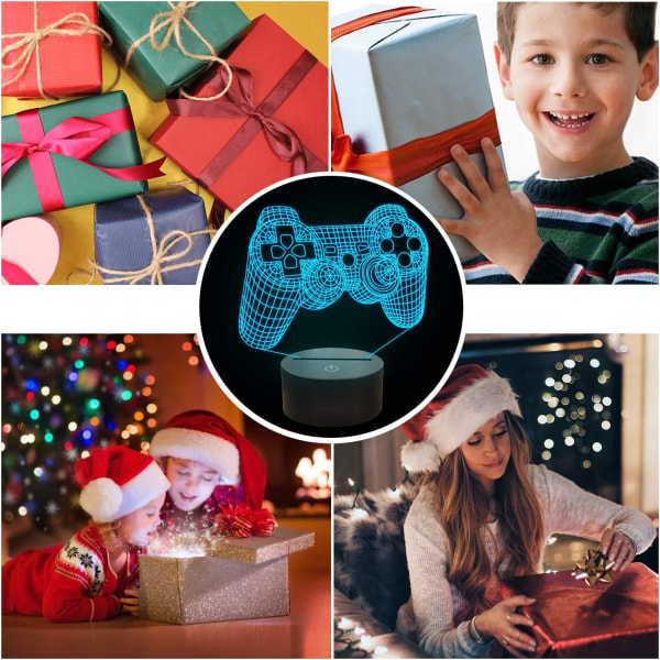 3D Gamepad-lampe Spillkonsoll Nattlys 3D Illusion-lampe for barn, 16 farger som kan endres med fjernkontroll, Game Room Gamer-gave, Barneromsdekor