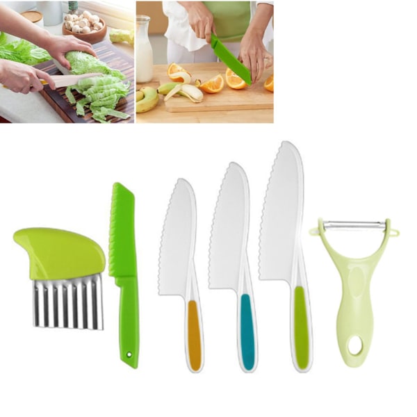 Kjøkkenkniver for barn - for skjæring og tilberedning av frukt eller grønnsaker Set of 6