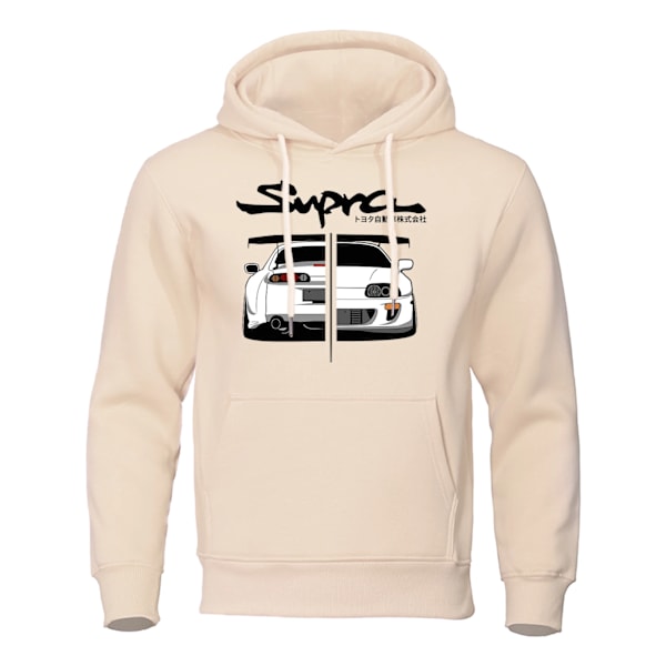 2023 Initial D Supra Hoodies Herr & Dam Casual Långärmad Lös Sporttröja JDM Tryckt Tröja Beige L