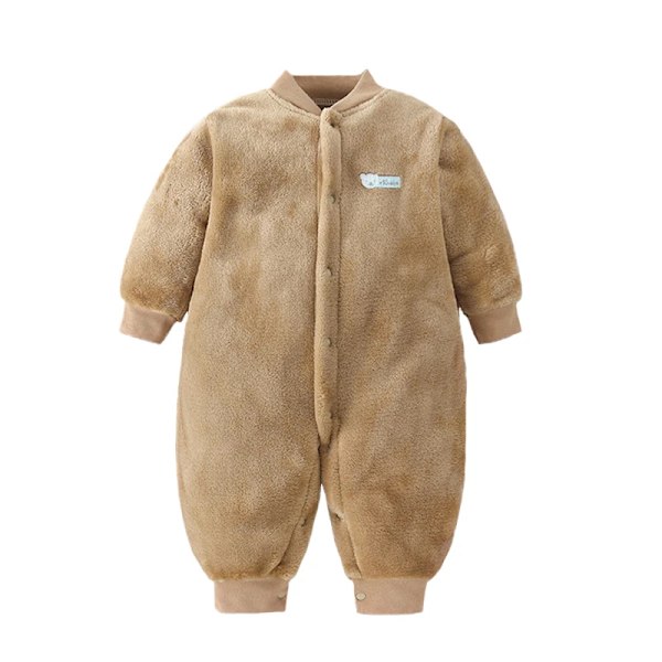 Nyfødt babyklærsett myk babyjentejakke guttejumpsuit flanell baby romper baby jumpsuit klær 0-18 måneder Brown 18M