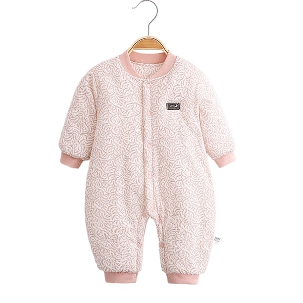 Høst- og vinterklær, babyjumpsuit, ren bomull, varm bomullsforet jakke for høst og vinter rosa2 80CM