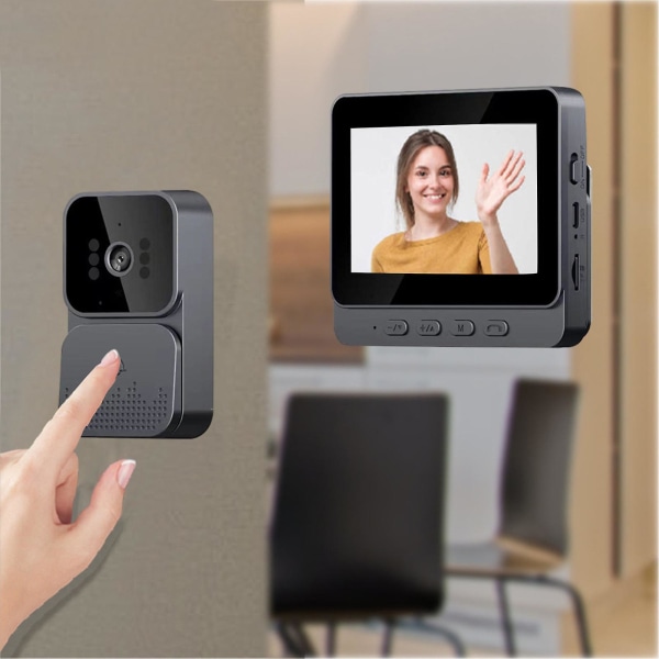 Ring Dørklokke Trådløs Intelligent Visual Doorbell, Wireless Visual Doorbell, 4,3 tommer skærm, Home Intelligent To-vejs samtaleanlæg, Video Monitor