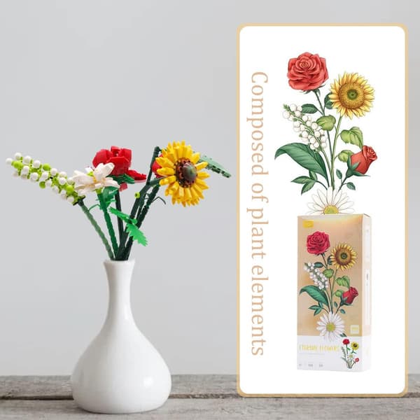 Kunstig blomsterbuket, (uden vase, ca. 1657 mursten) Mini
