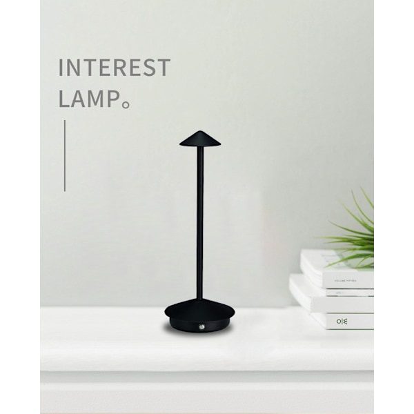 Alumiininen himmennettävä LED-pöytälamppu, IP54-suojaus, sisä- ja ulkokäyttöön, H29cm, EU-pistoke - Musta