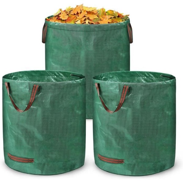 NAIZY Hageposer Sett med 3 Hageposer 272L Heavy Duty Hageavfallsposer Hageavfallspose Robust PP avfallspose