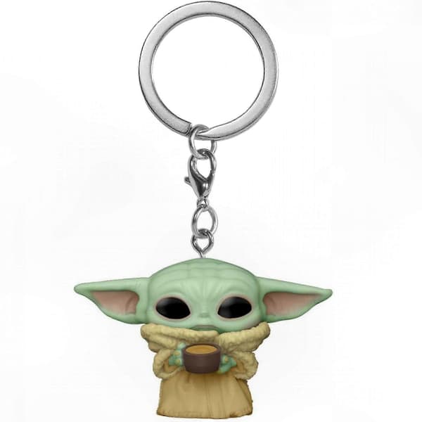 Grogu med kopp mini samleobjekt nøkkelring figur