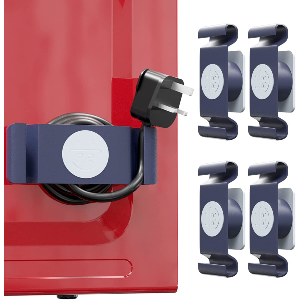 4-paks ledningsorganisator for kjøkkenapparater, selvklebende roterbar kabeloppruller-bunter Skjuler-innpakningsholder, ledningsholder (blå)