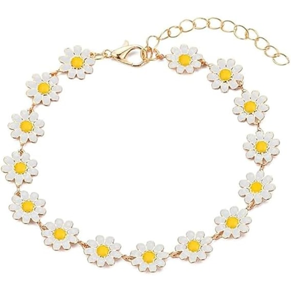 Söt Daisy Flower Armband för kvinnor Flickor Solros Blommor Justerbara kedja Armband Mode Smycken Presenter Födelsedag Jul