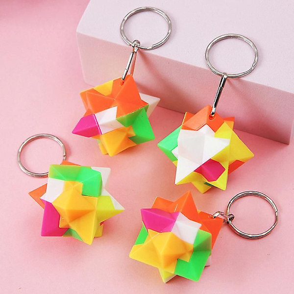 4 kpl Puzzle Luban Lock -avaimenperä Maginen Kuutio Lasten Leikkiä Varten Lapsille Aikuisten Stressiä Lievittävä star anise