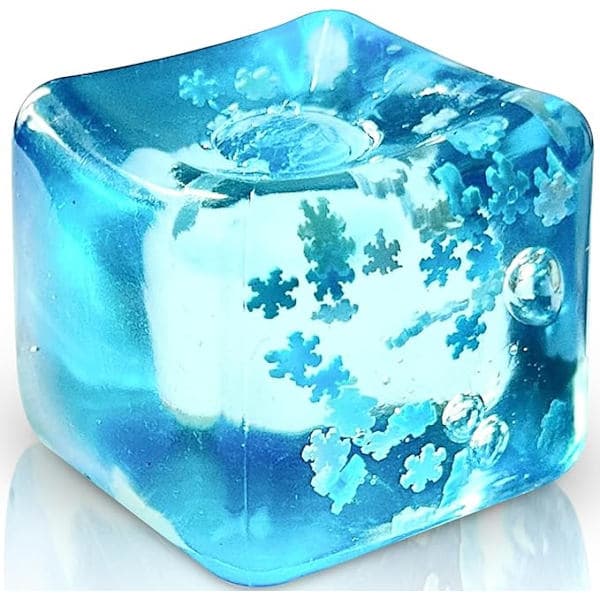 Squishy Sensor Fit Squeeze Cube – Gelfylt elastisk klemmeball, myk isball med langsom restitusjon, stressavlastende leketøy BLÅ Flytmønsterblokk BLUE Flow pattern block 3cm