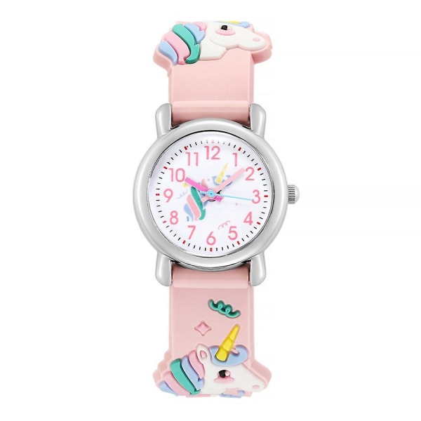 Barn Barn Flickor 3d Unicorn Cartoon Watch Söt Quartz Armbandsur Watch Pink