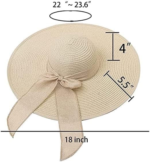 Dame Foldbar Floppy Bredskygget Solhat Stråhat Sommer Strandhat UV UPF 50+ Beige