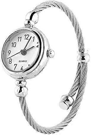 Women's Quartz Watches, Analog Round Alloy Strap Open Bangle Wristwatch 3