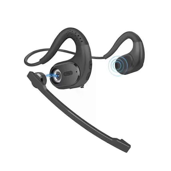 Bluetooth Headset til Telefonopkald, Trådløst Headset med DSP Støjreducerende Mikrofon til PC Laptop Kontormøde Løb Cykling, 12 Timer