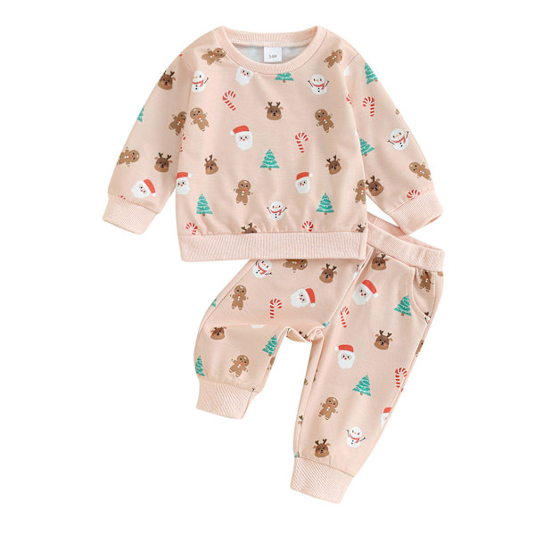 Juleklærsett for babygutter 3M-3Y av ma&baby med julemannstrykk og lange ermer i polyester, perfekt til jul A 12-18Months