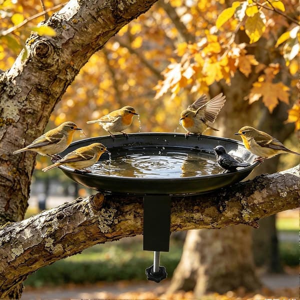 Rekkemontert fuglebad - Solid metallkonstruksjon - for terrasse og gårdsplass 1st