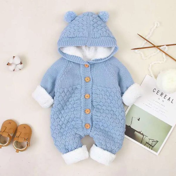 Nyfødt Babytøj Hættetrøje Cardigan Mode Spædbarn Toddler Tøj Efterår Vinter blue 12M 80