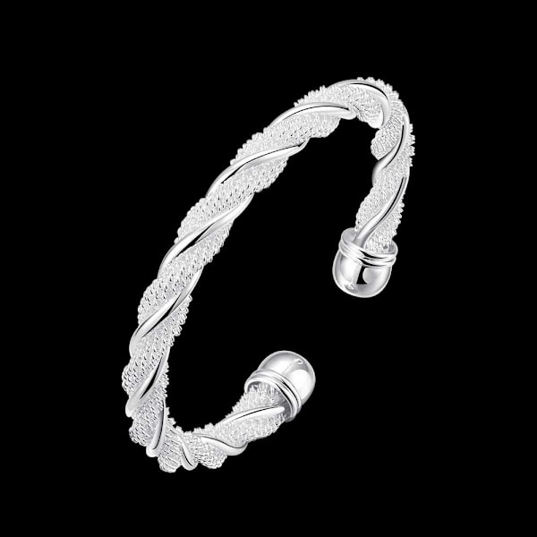 925 Silver Fasetterat Nätarmband Enkel Slät Armband Dam Smycken Present