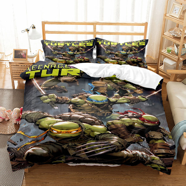Ninja Turtles Cartoon 3D-tryckt Sängkläder Set med Tre Delar 135*200