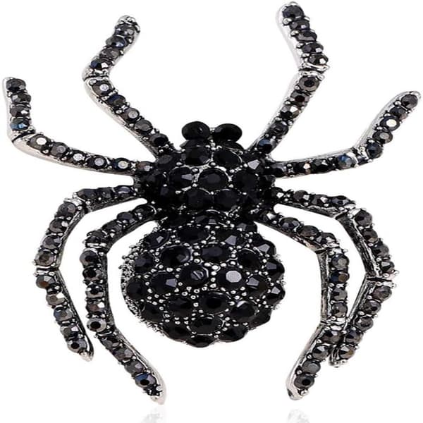 Black Spider Crystal Rhinestone Gothic Brooch Pin