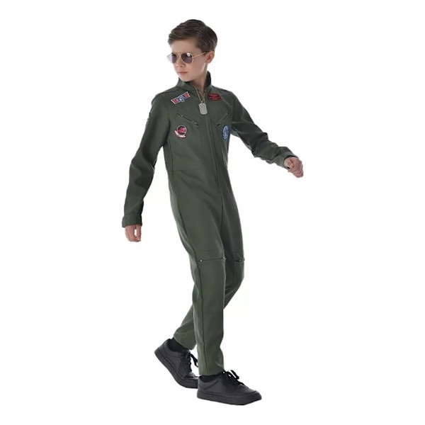 Retro Militær Pilot Kostume Til Voksne Og Børn, Farve Verde Child-S